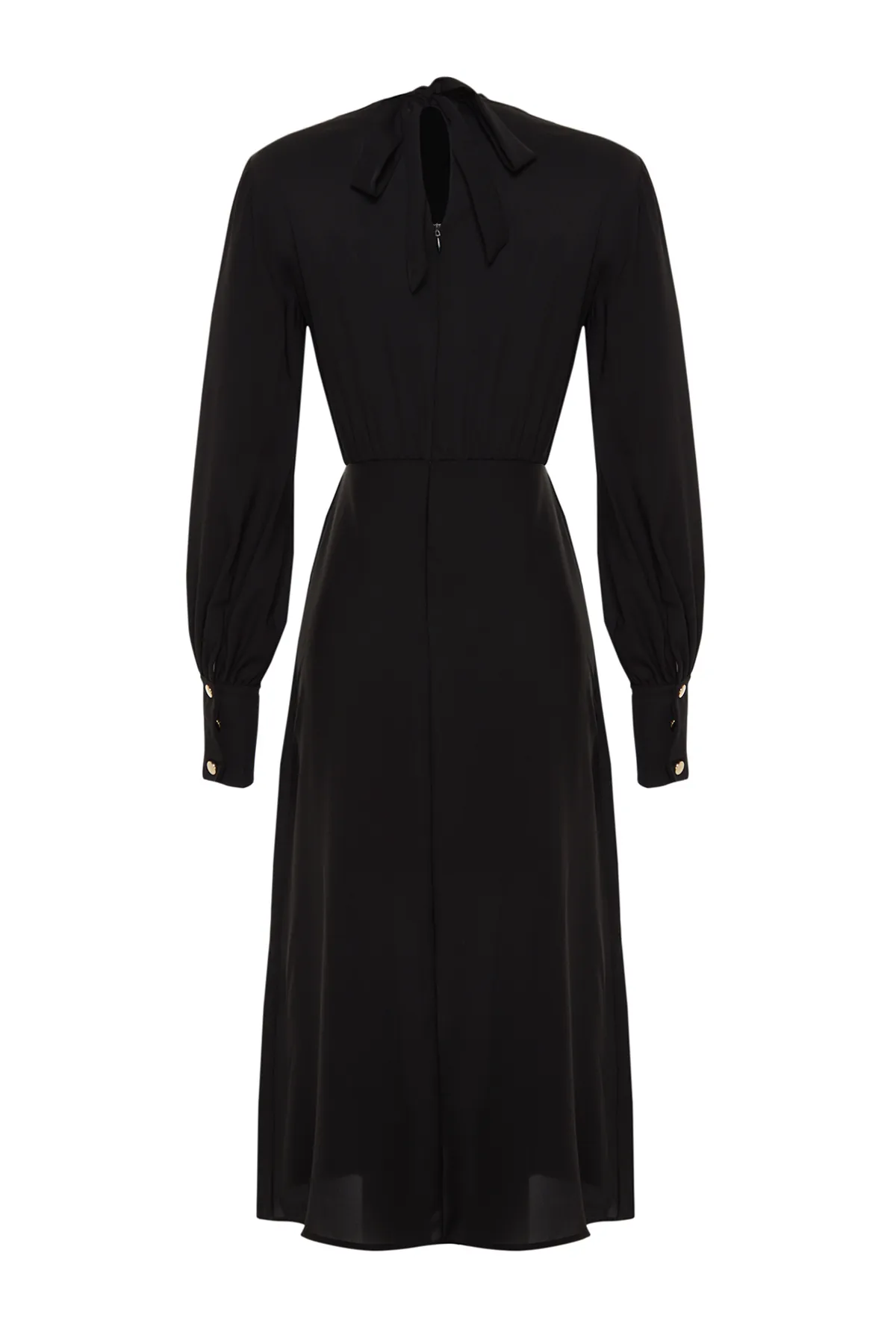 Trendyol Collection  Schwarzes gewebtes Midikleid mit Schlitz TWOAW24EL00851