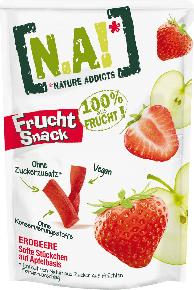 Trockenfrüchte, Fruchtsnack Erdbeere, Softe Stückchen auf Apfelbasis, 35 g
