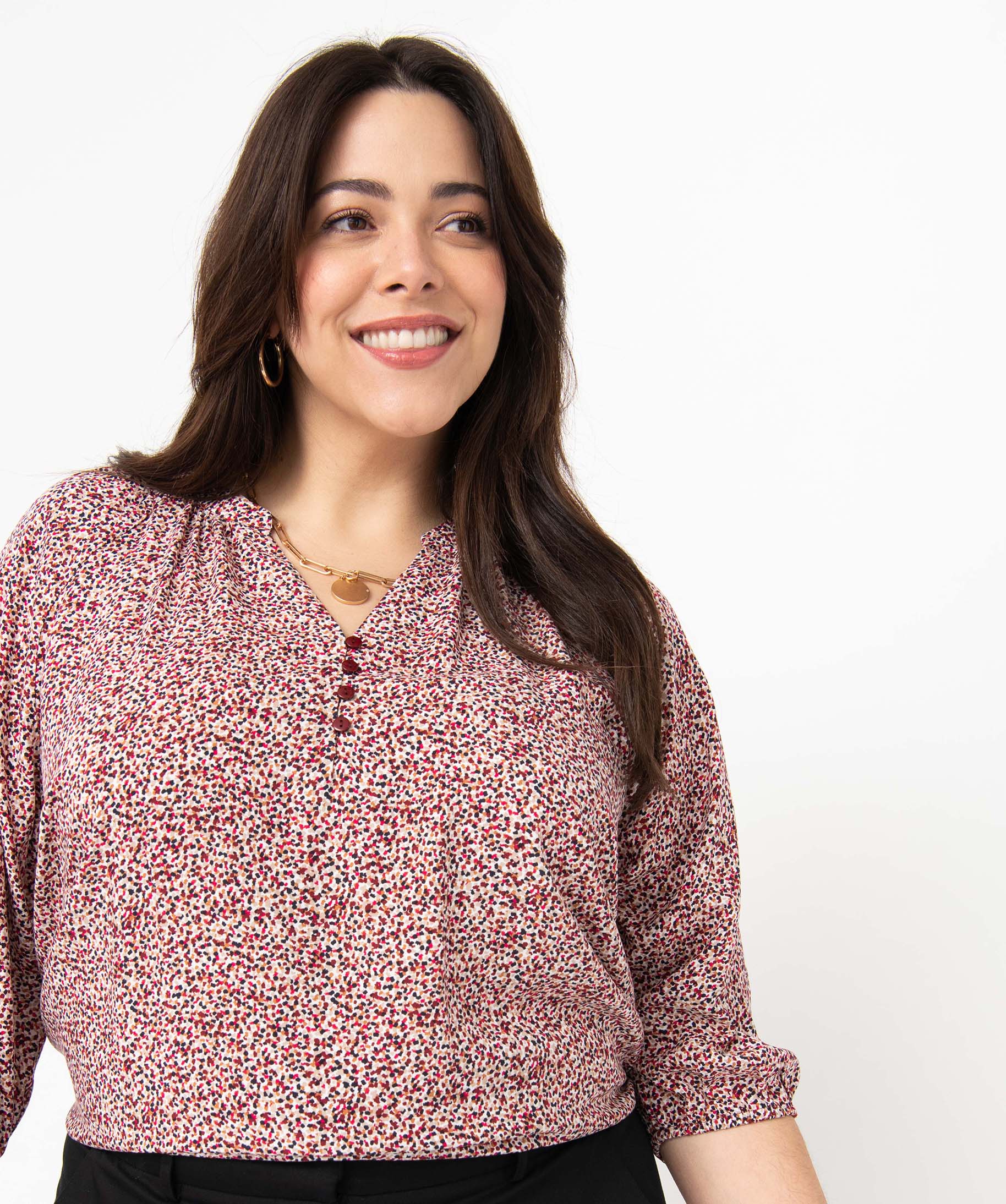 Blouse imprimée à manches 3/4 femme grande taille imprime | GEMO
