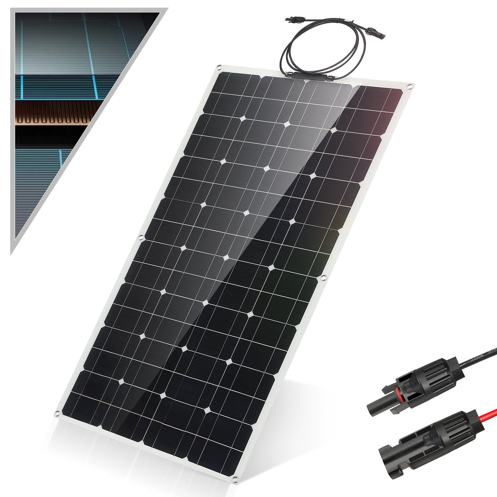 oyajia Solarmodul Profi Biegbar 100W 18V Monokristallin Solarpanel, Mono-Schindelzellen, Solar Ladegerät Solaranlage für 12V Akku Wohnmobil Auto Boot
