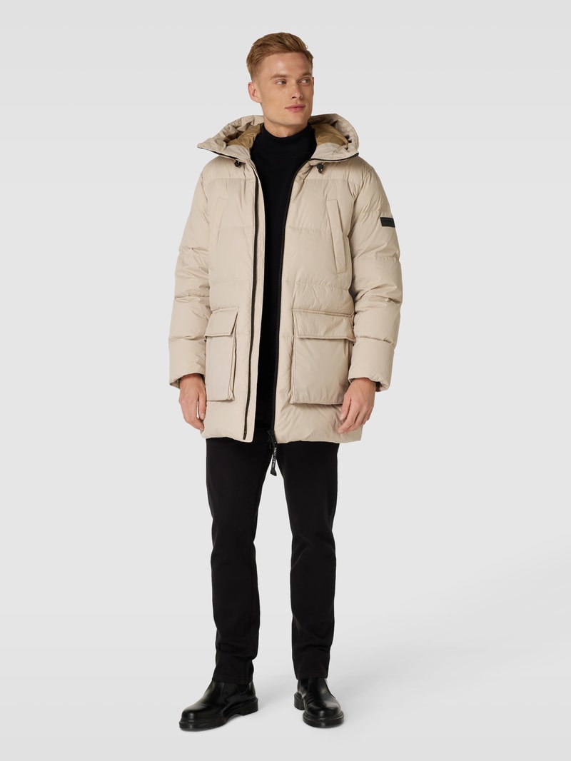 Daunenjacke mit Kapuze in sand