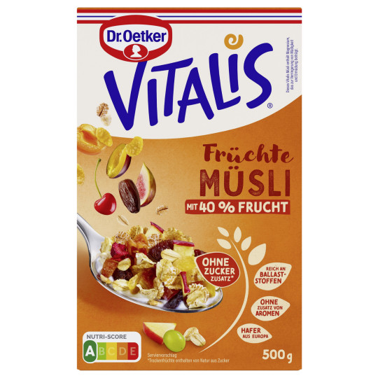 Dr.Oetker Vitalis Früchtemüsli ohne Zuckerzusatz 500G