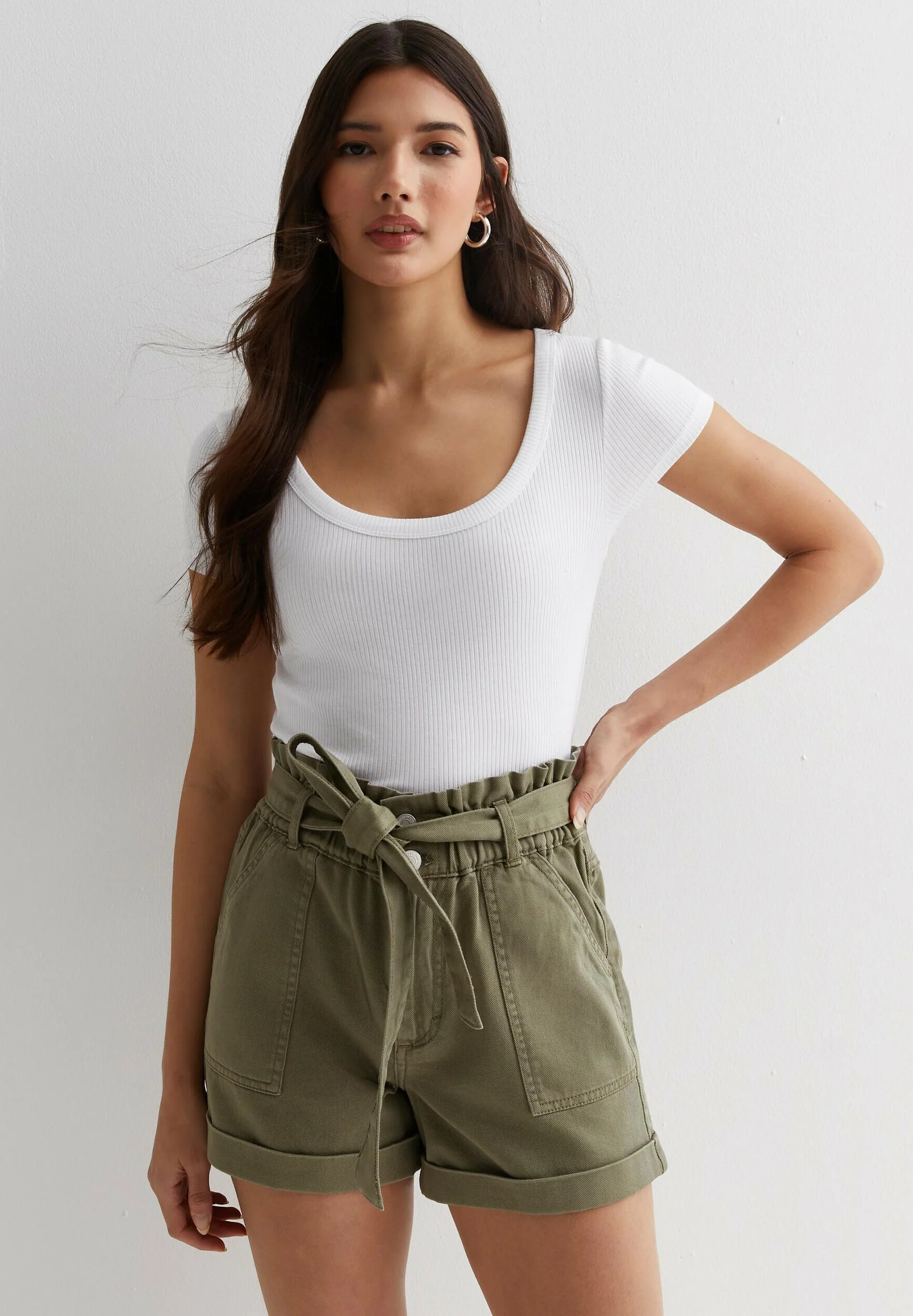 New Look HIGH WAIST PAPERBAG - Pantalones cortos vaqueros