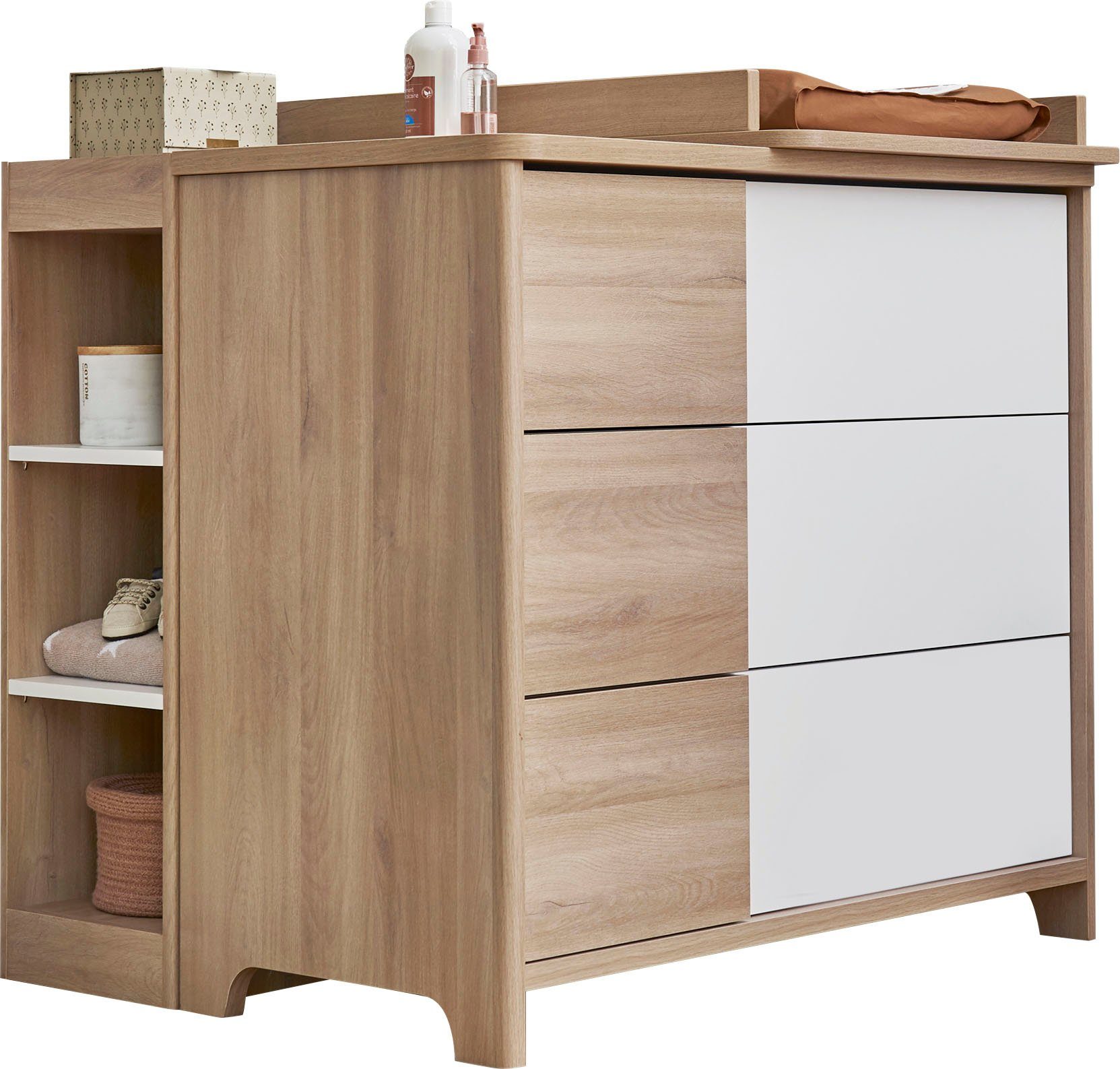 Galipette Babyzimmer-Komplettset Sasha, (Set, 5-St., Bett, Wickelablage, Kleiderschrank, Kommode und kleines Bücherregal)