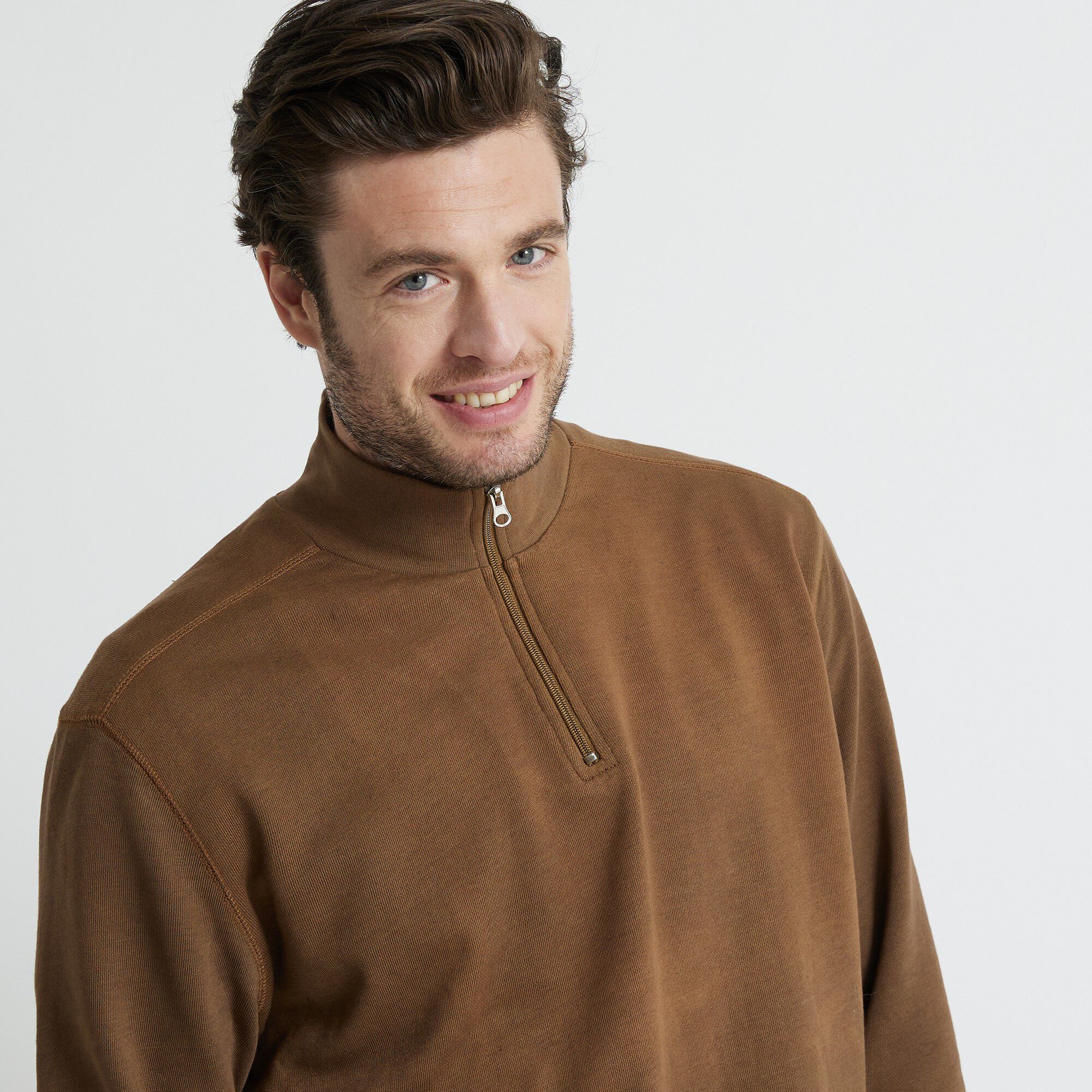 Sweat molleton col camionneur zippé