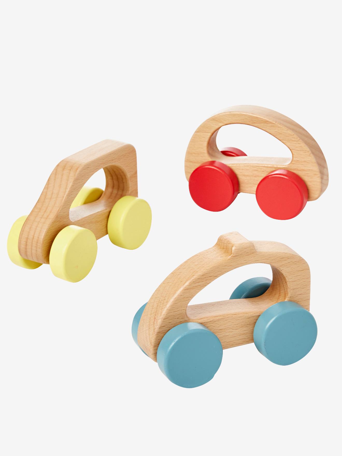 Lot de 3 voitures en bois FSC® multicolore