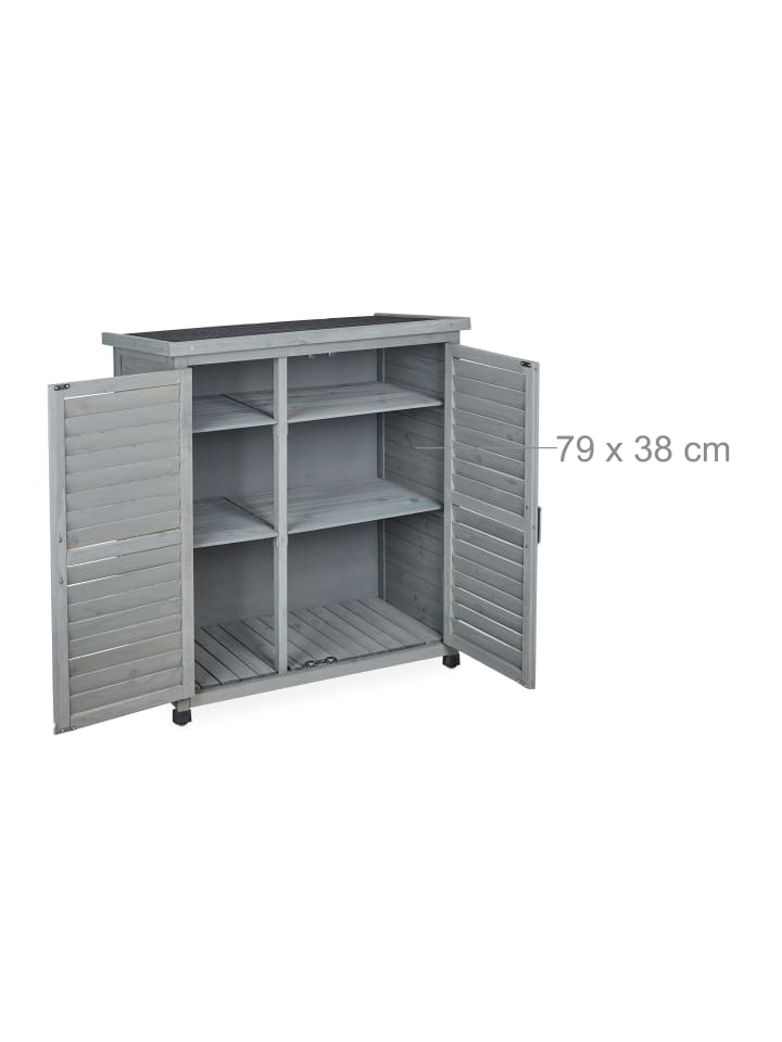 relaxdays Gartenschrank in Grau - (B)86,5 x (H)97 x (T)47 cm günstig kaufen onesize