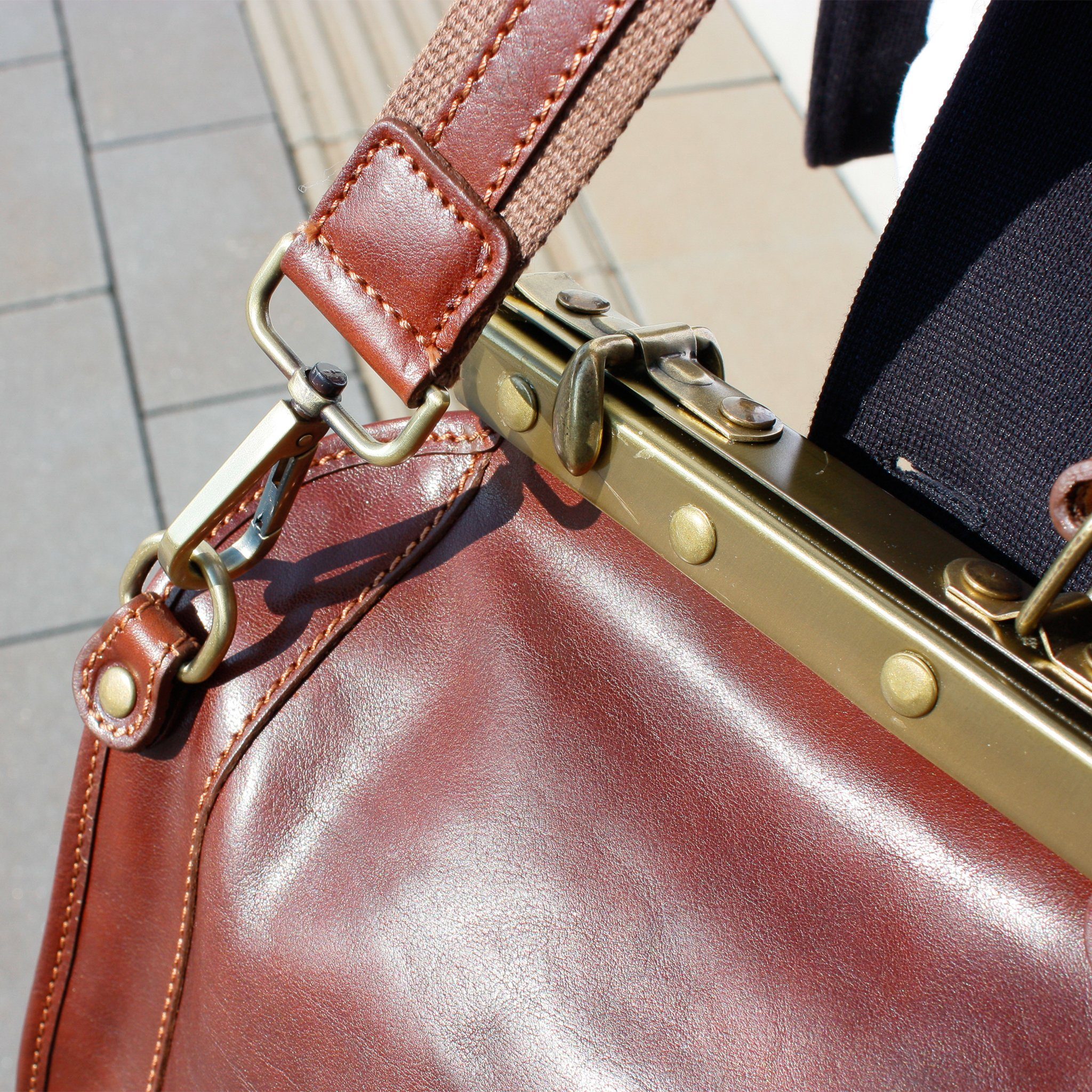 lePelou Weekender PEPE, echt Leder, Made in Italy, Maulbügel