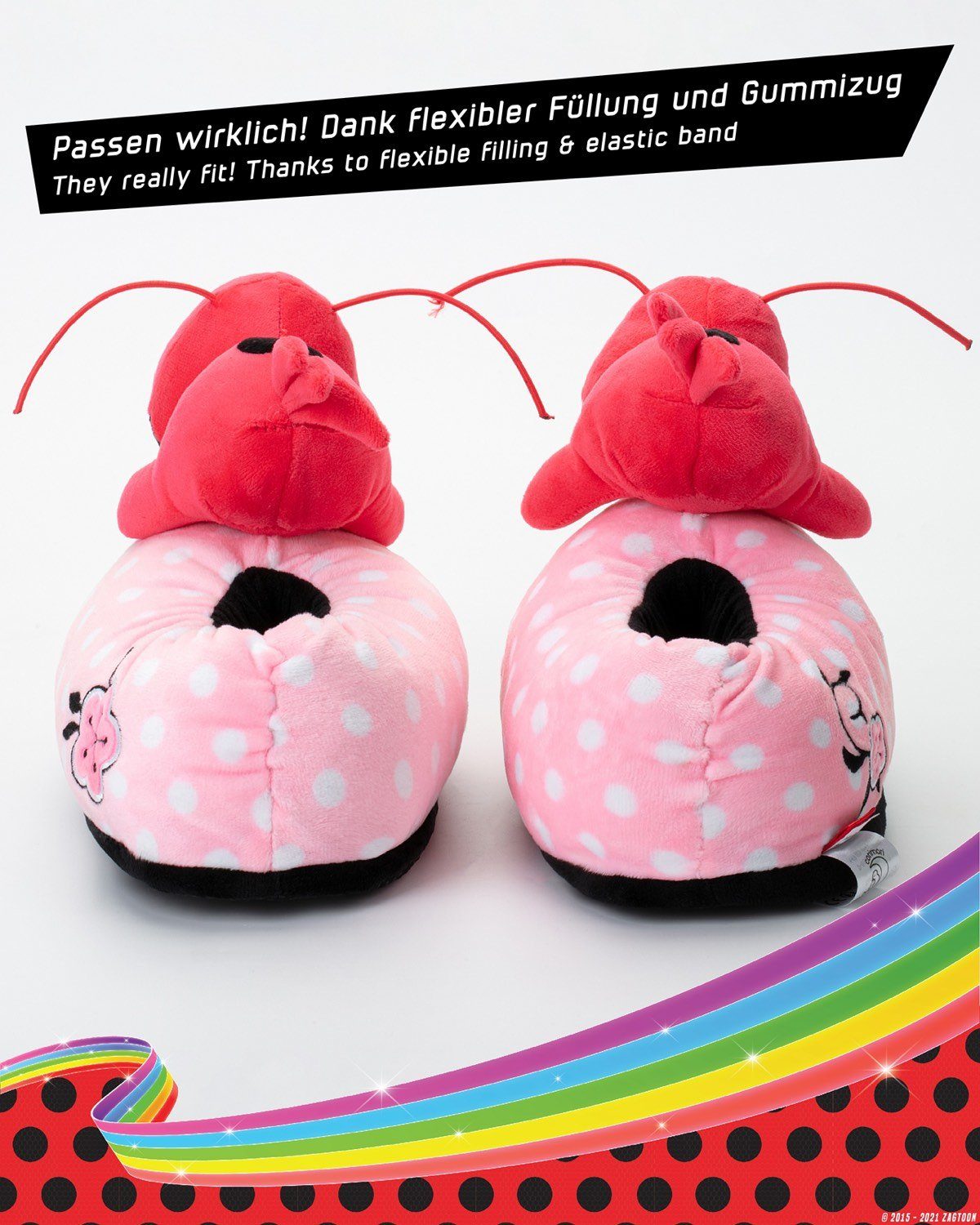Corimori Miraculous Ladybug Plüsch-Hausschuhe Kwami 