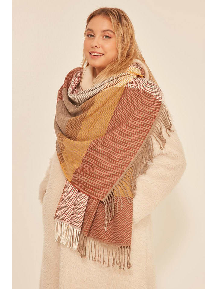 Shaka Schal in Rot/ Orange/ Braun - (L)180 x (B)65 cm günstig kaufen onesize