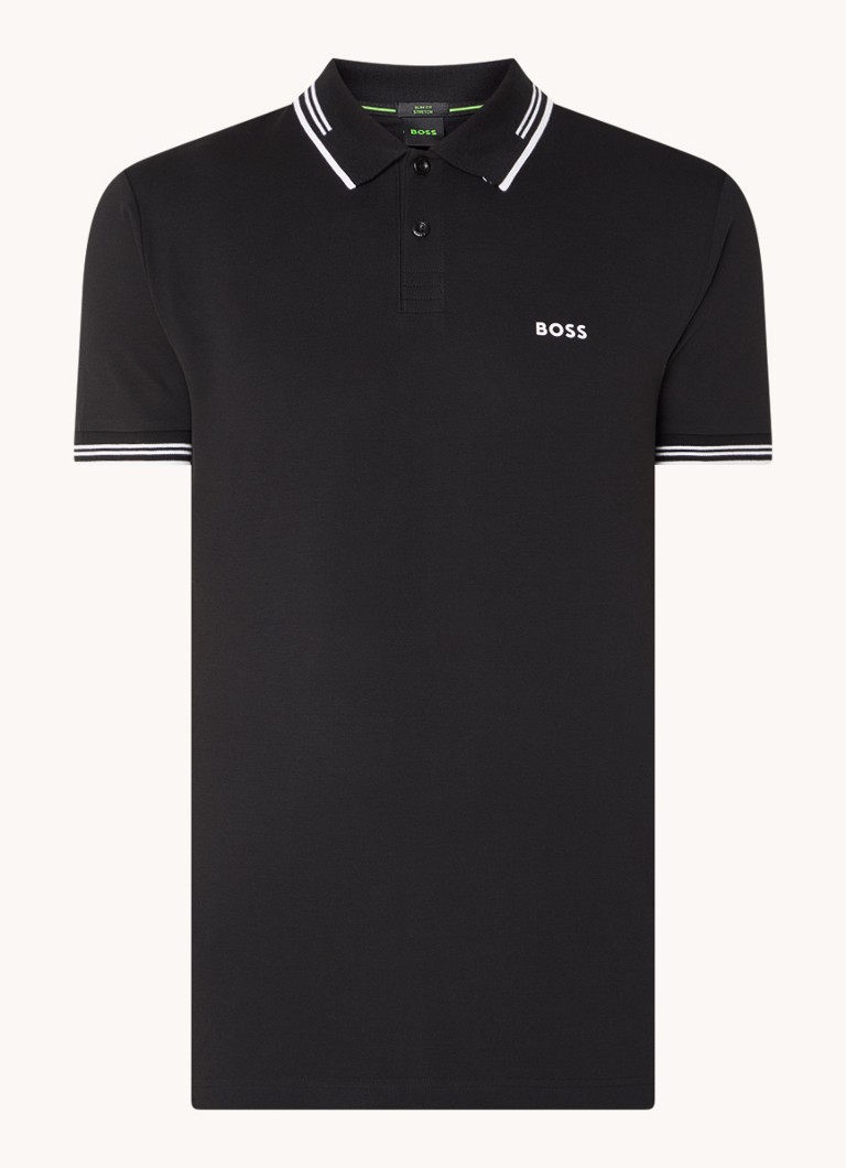 Polo HUGO BOSS Paul slim fit em piqué de algodão com logotipo.