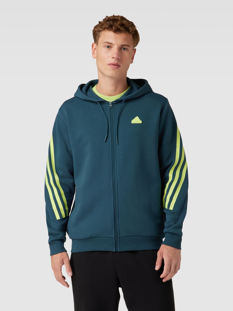 Sweatjacke mit Label-Patch in petrol
