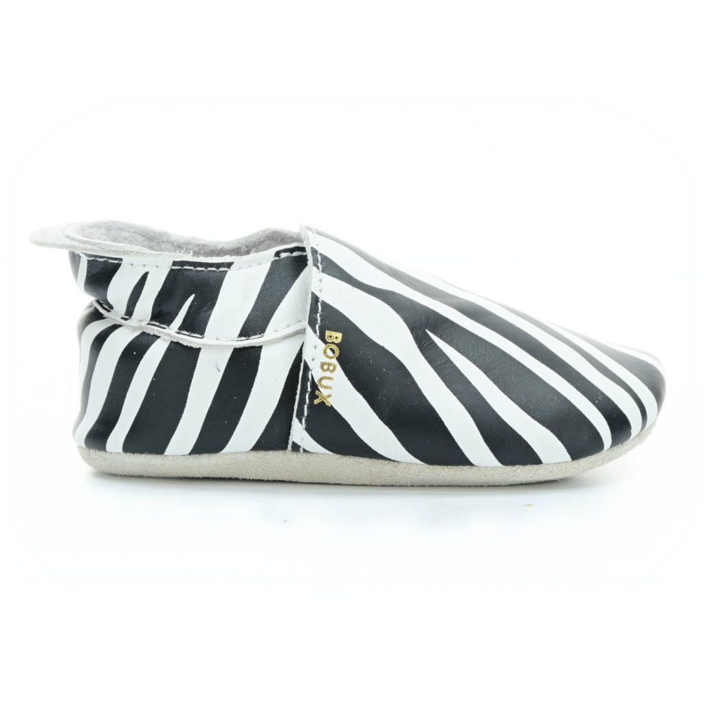 Bobux Zebra Print White (Soft Sole) Krabbelschuhe