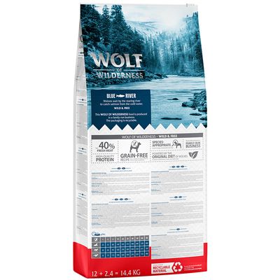 12 + 2,4 kg gratis! 14,4 kg Wolf of Wilderness - getreidefrei