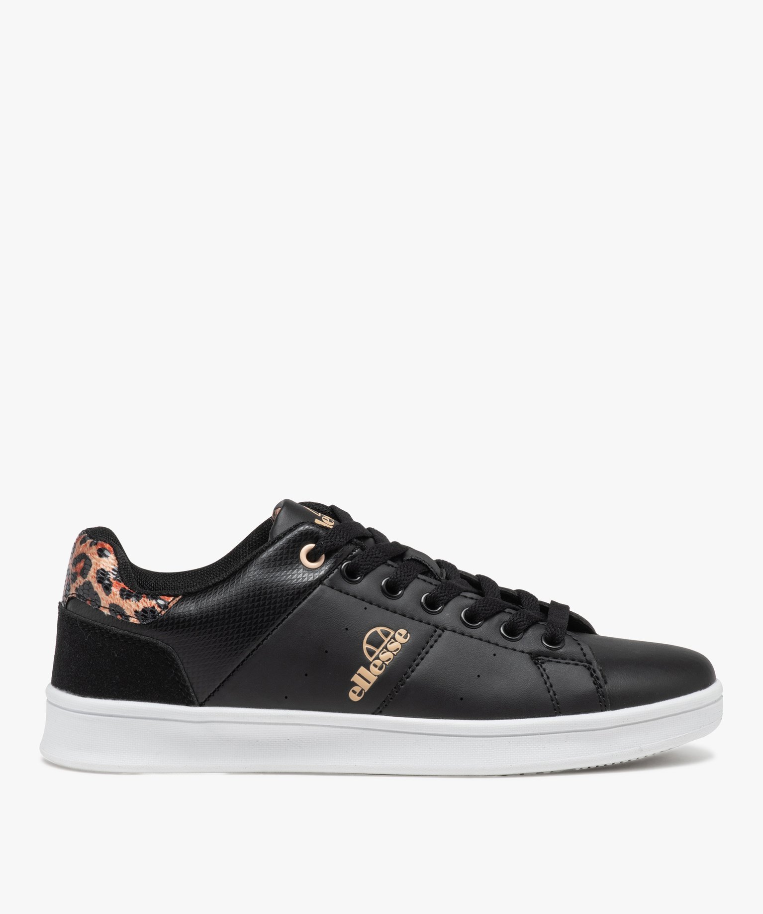Baskets femme unies à lacets avec détail imprimé jungle -... noir | GEMO