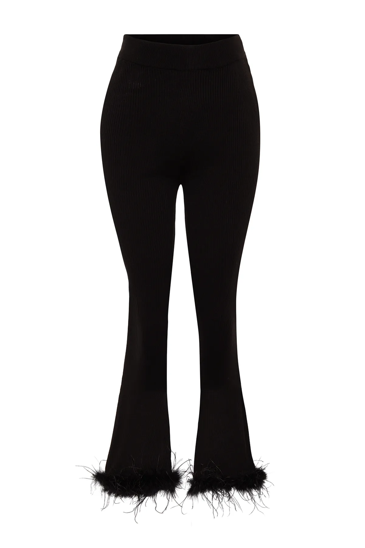 Trendyol Collection  Schwarze, figurbetonte Hose mit gerippten Beinen TWOAW24PL00048