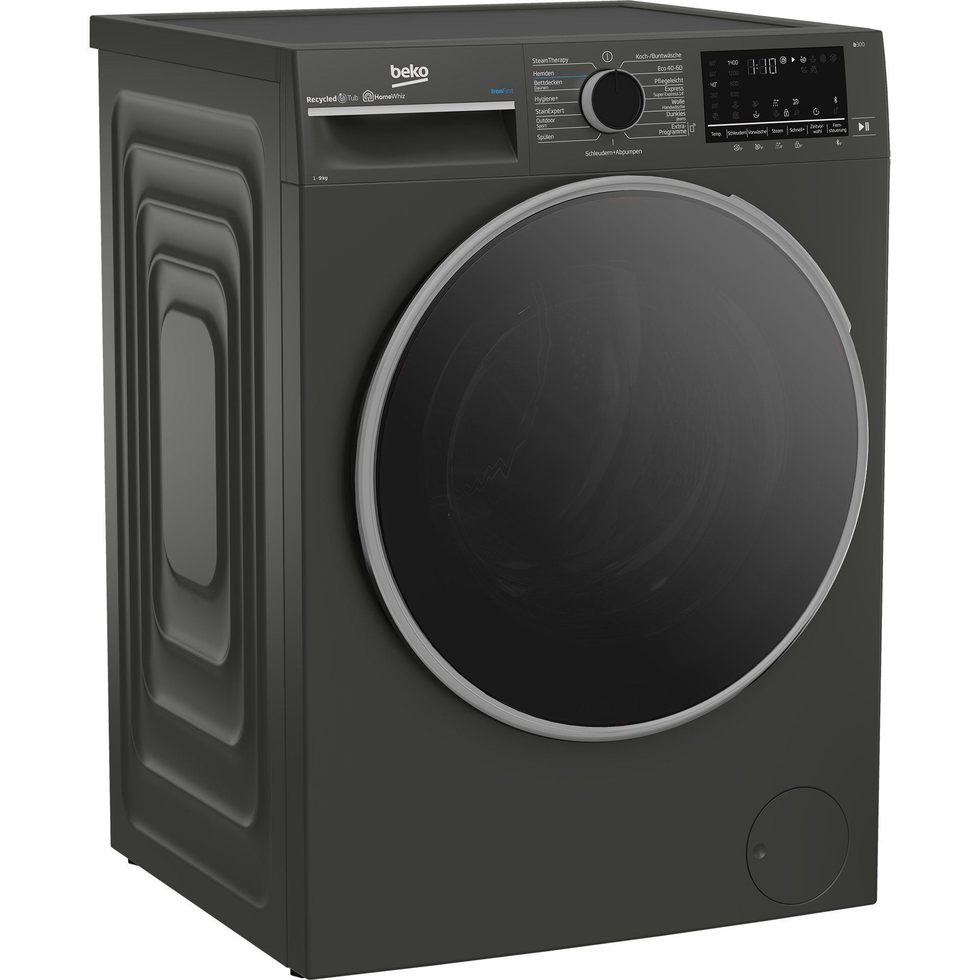 BEKO Waschmaschine B3WFT59415M, 9 kg, 1400 U/min, HomeWhiz, Bluetooth, Dampffunktion, Nachlegefunktion