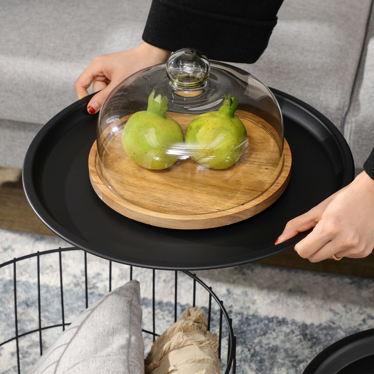 HOMCOM 2er-Set Couchtisch Beistelltisch im Skandidesign Kaffeetisch mit Stauraum