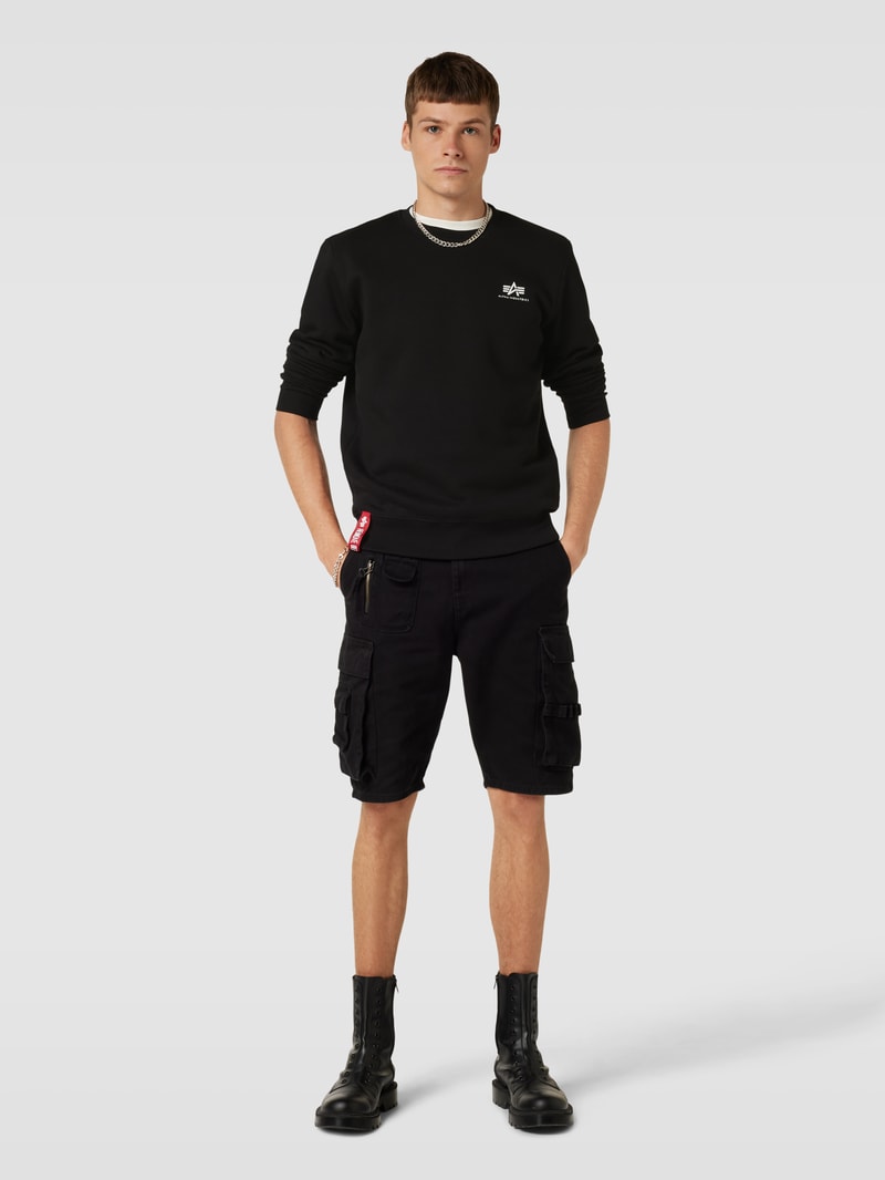 Sweatshirt mit Label-Print Modell 'BASIC' in schwarz