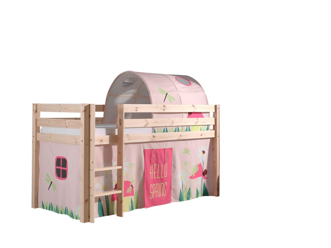 VIPACK Spielbett Pino mit Textilset Vorhang und Tunnel 