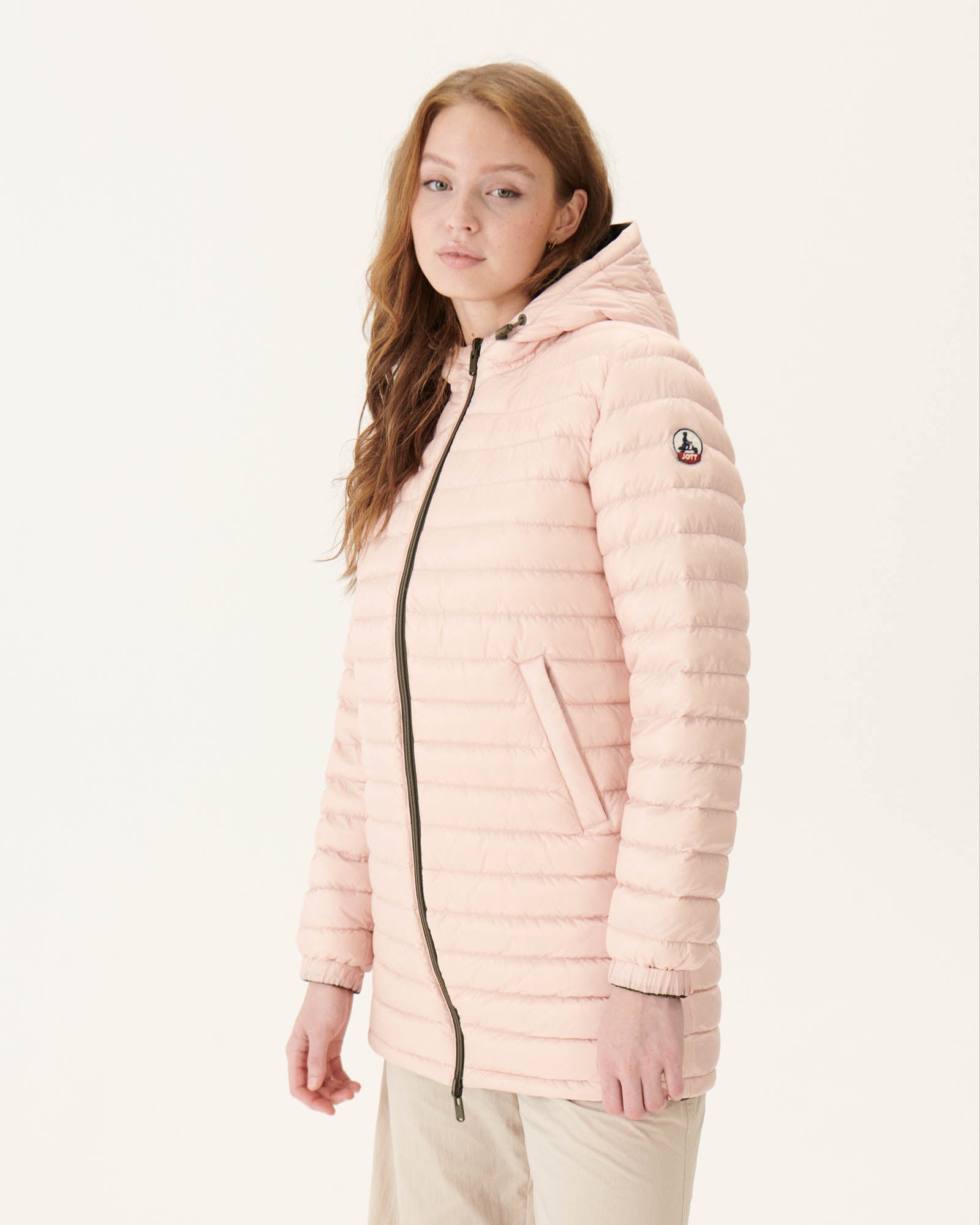 Doudoune longue réversible Army/Rose clair Roma