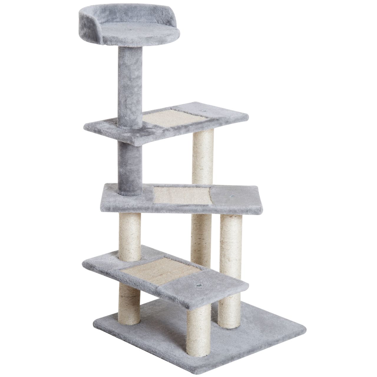 PawHut Kletterbaum Katzenbaum Spielbaum Katzenkratzbaum Treppe 5 Schichte Beige Grau 48 x 48 x 99,5 cm (LxBxH)