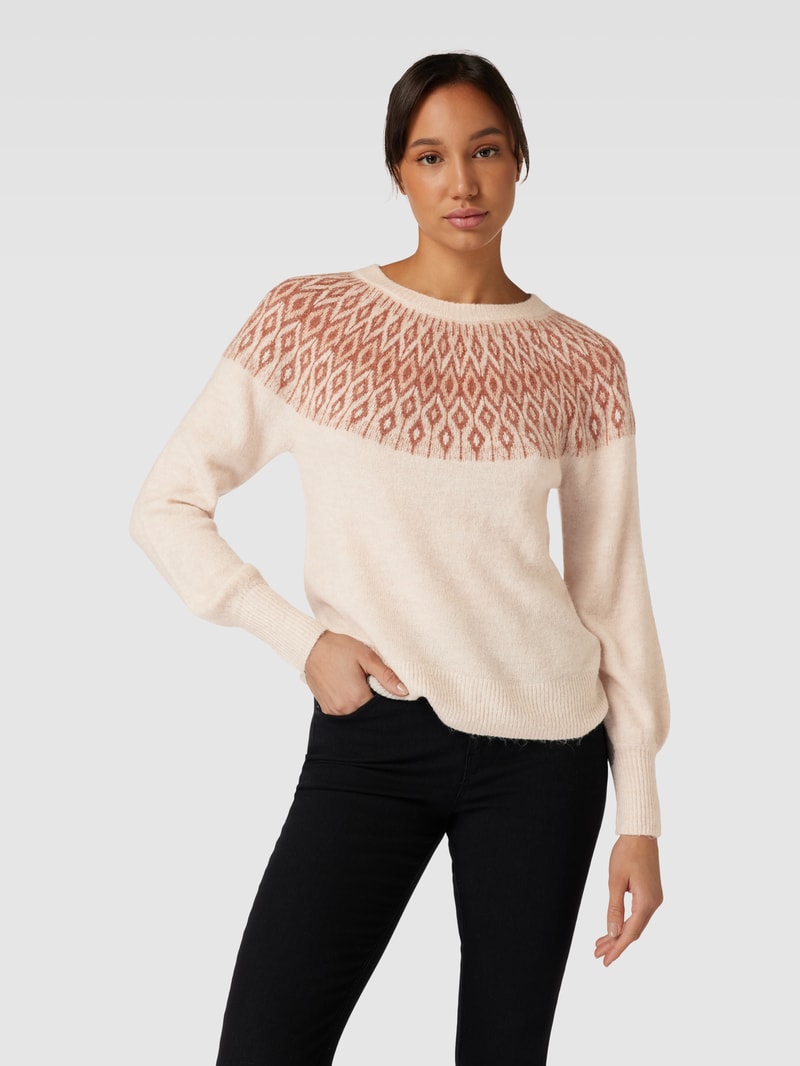 Strickpullover mit Rundhalsausschnitt Modell 'ALINA' in offwhite