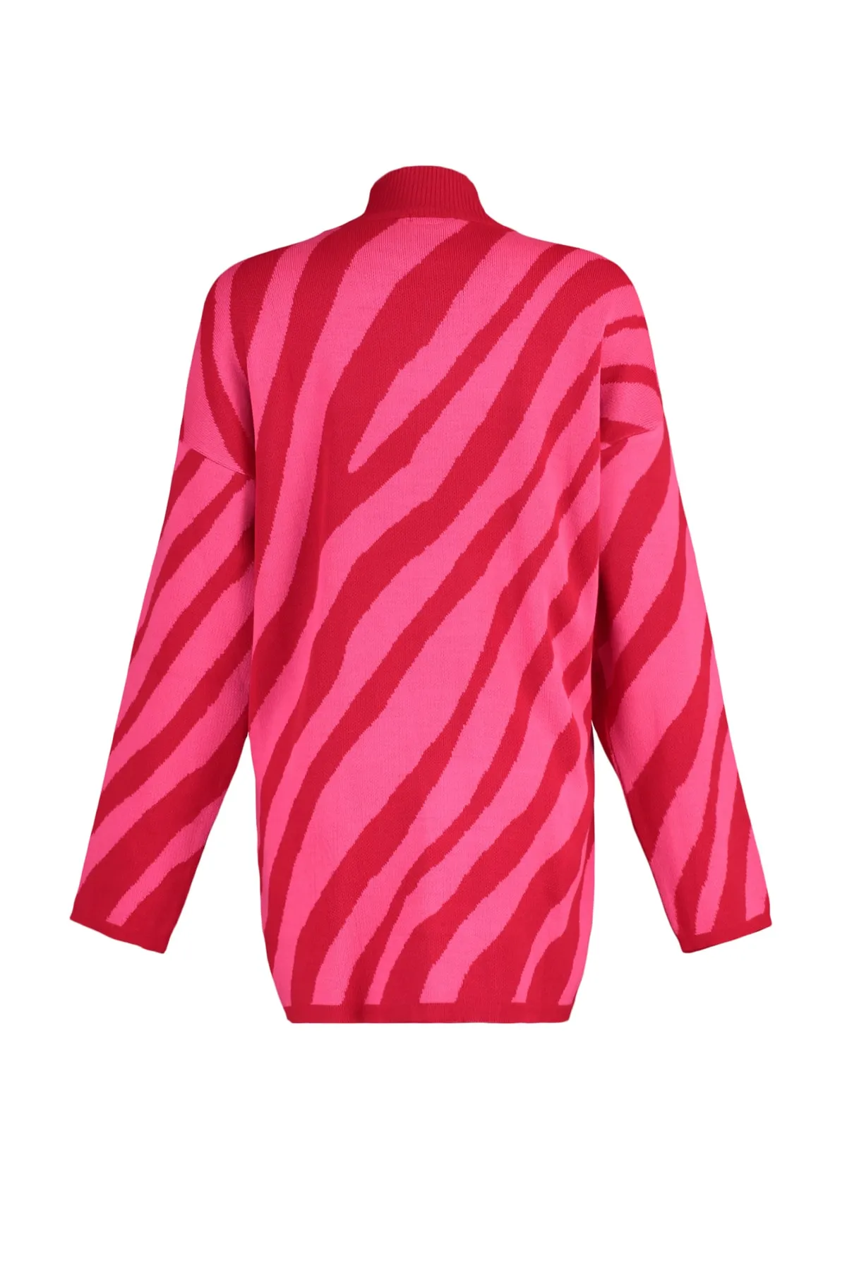 Trendyol Modest  Rot-rosa Strickpullover mit Tierstreifenmuster TCTAW23KZ00066