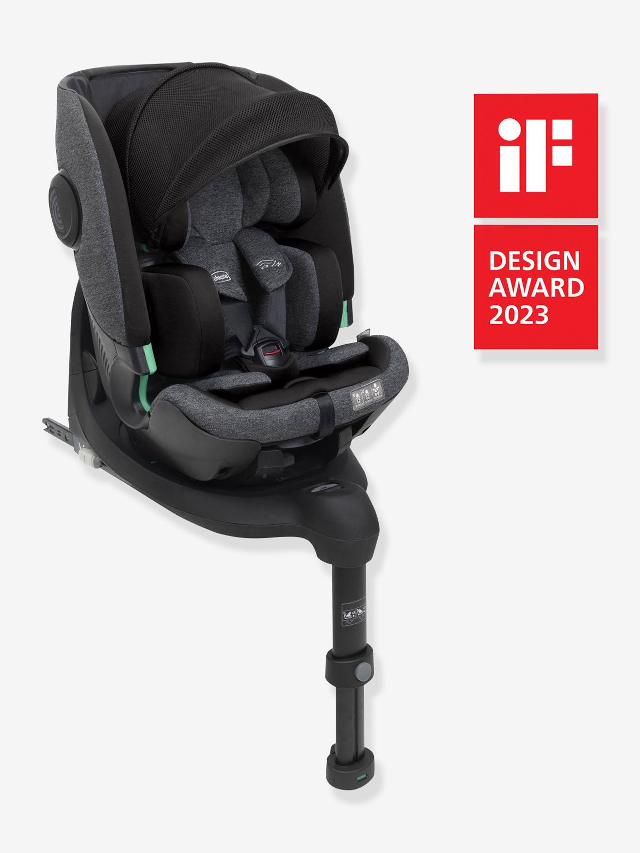 Chicco Kindersitz mit Basis Bi-Seat Air 360 i-Size CHICCO, 40-150 cm, Gr. 0+/1/2/3 - schwarz