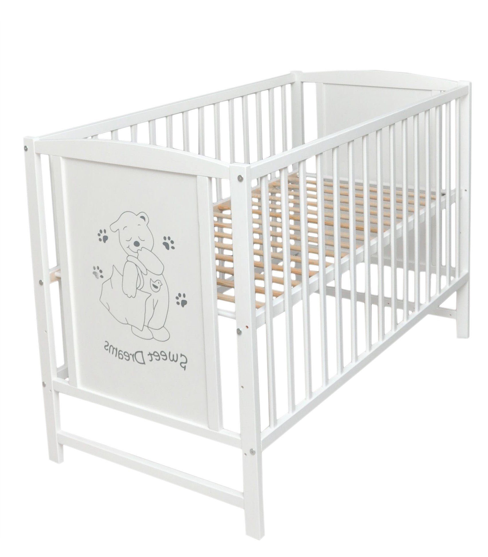 Dedstore-Baby Kinderbett Babybett mit Schaumstoff Matratze 120x60 cm Höhenverstellbar Bett (Bett und Matratze), Komplett Set