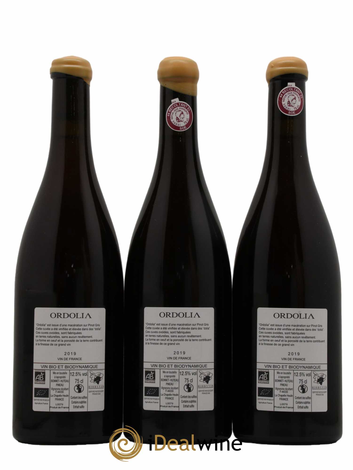 Vin de France Ordolia Bonnet-Huteau  2019 - Lot de 3 Bouteilles