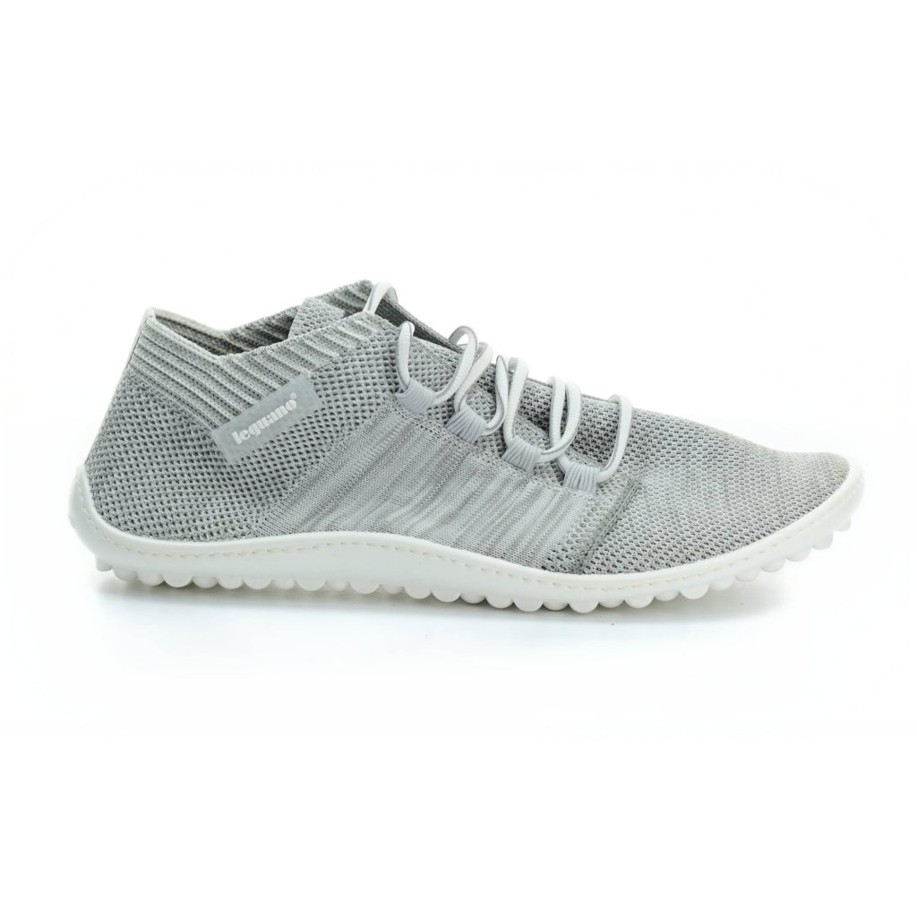 Leguano Beat silbergrau mit weißer Sohle Barfussneakers