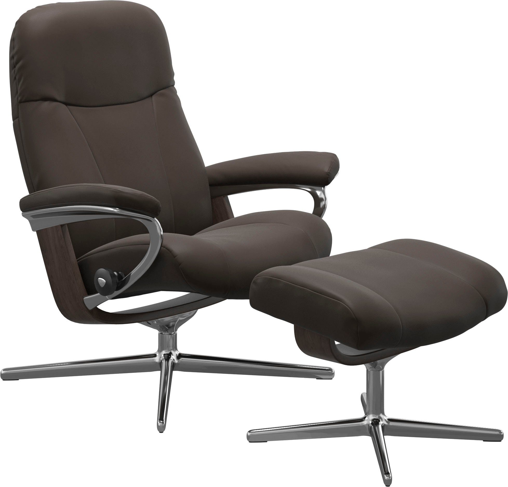 Stressless® Relaxsessel Garda (Set, Relaxsessel mit Hocker), mit Hocker, mit Cross Base, Größe M & L, Holzakzent Braun
