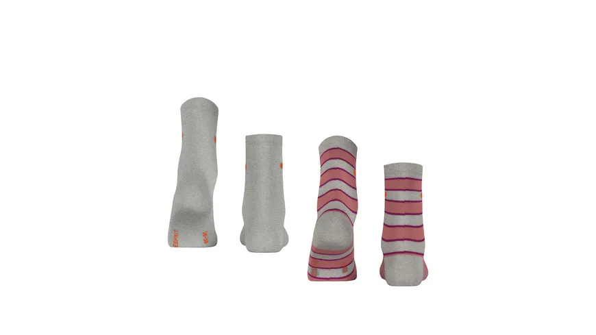 ESPRIT Damen Socken Block Stripe 2er Pack grau