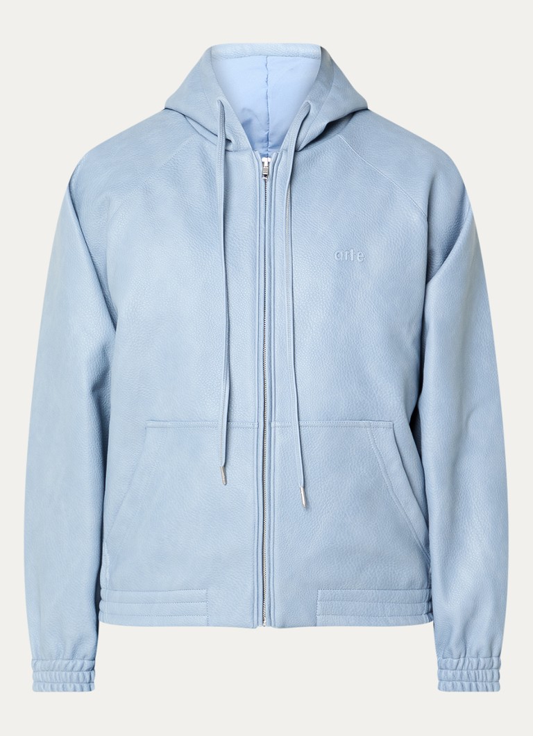 Arte Antwerp Faux leather jacket with hood and logo