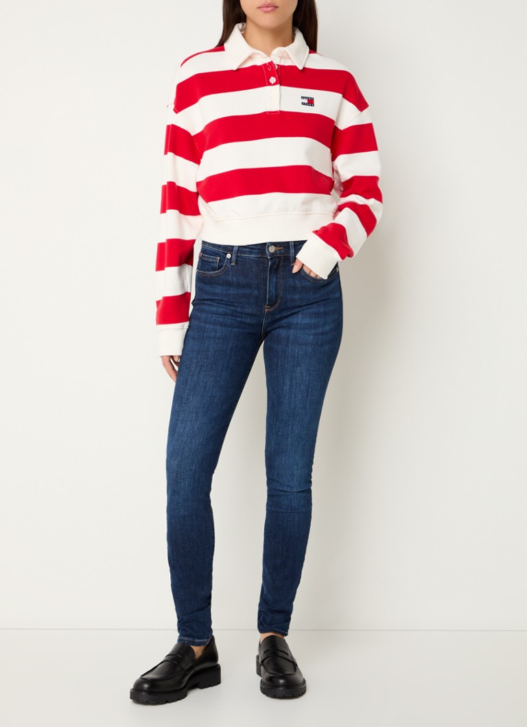 Krótki sweter w paski Tommy Hilfiger z golfem