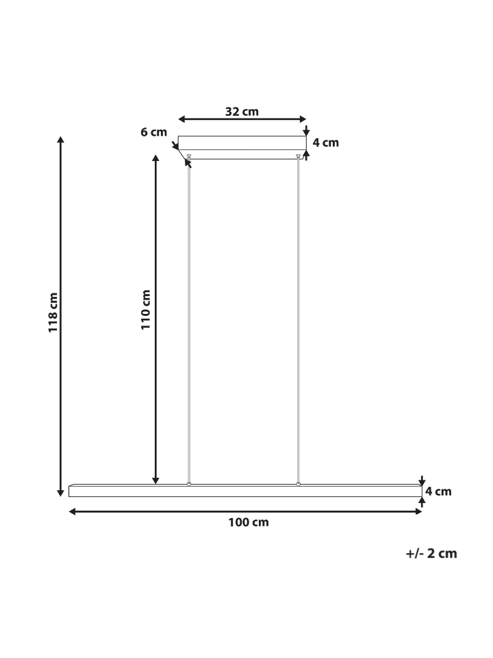 Beliani Pendelleuchten ARENAS in Schwarz/Braun - (W) 100 x (H) 118 x (L) 6 cm günstig kaufen onesize