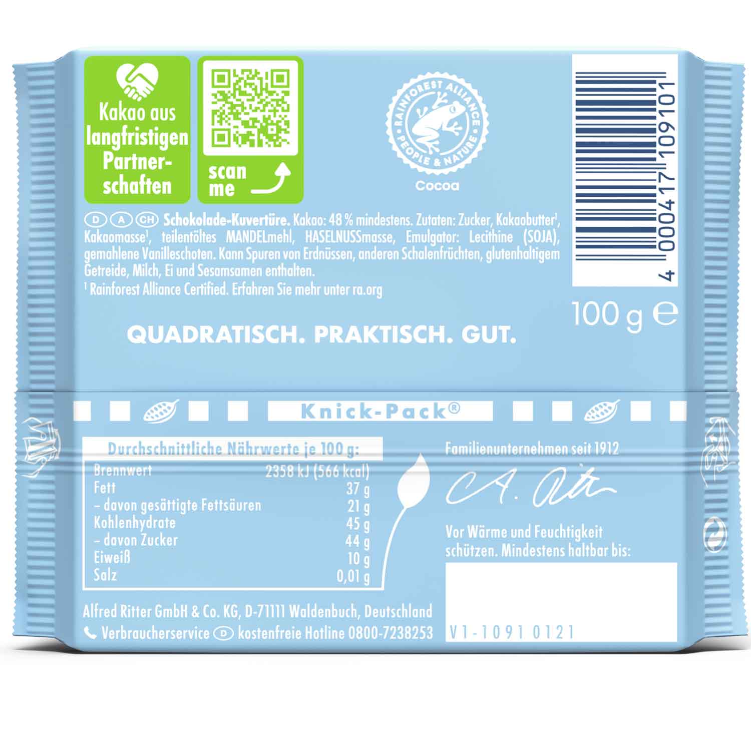 Ritter Sport Vegan Mild Classic 100g