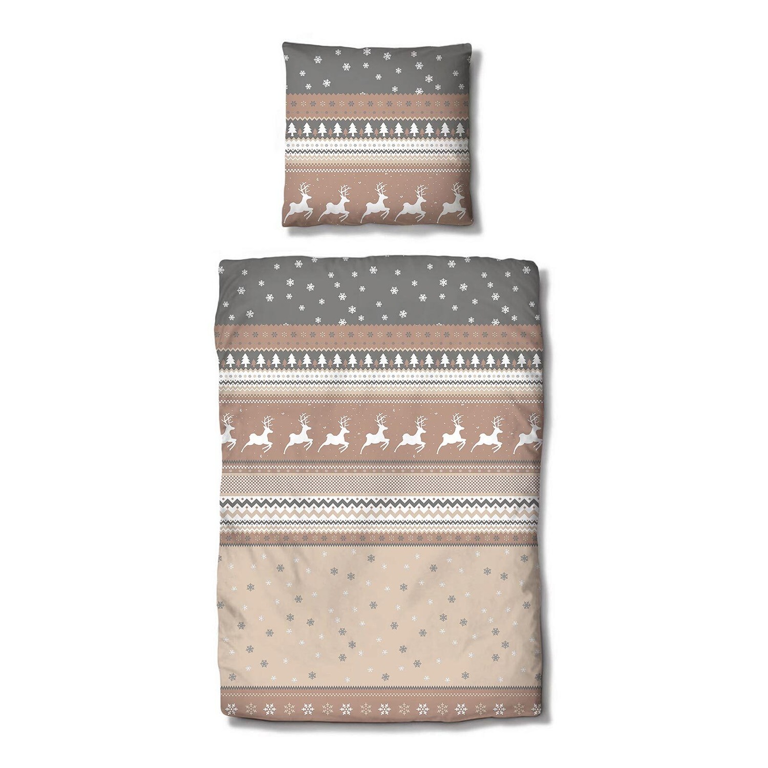 Traumschlaf Basic Biber Bettwäsche Winterland beige