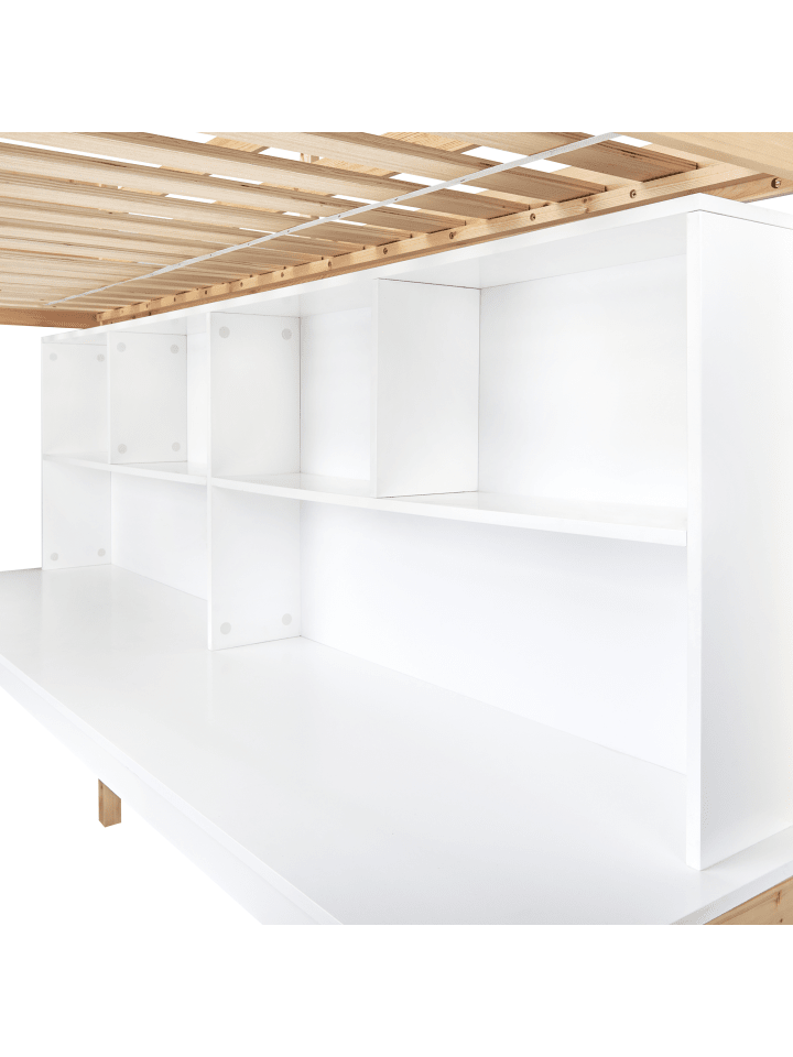 Beliani Hochbett FOUCAMONT in Heller Holzfarbton/Weiß - (W) 104 x (H) 180 x (L) 209 cm günstig kaufen onesize