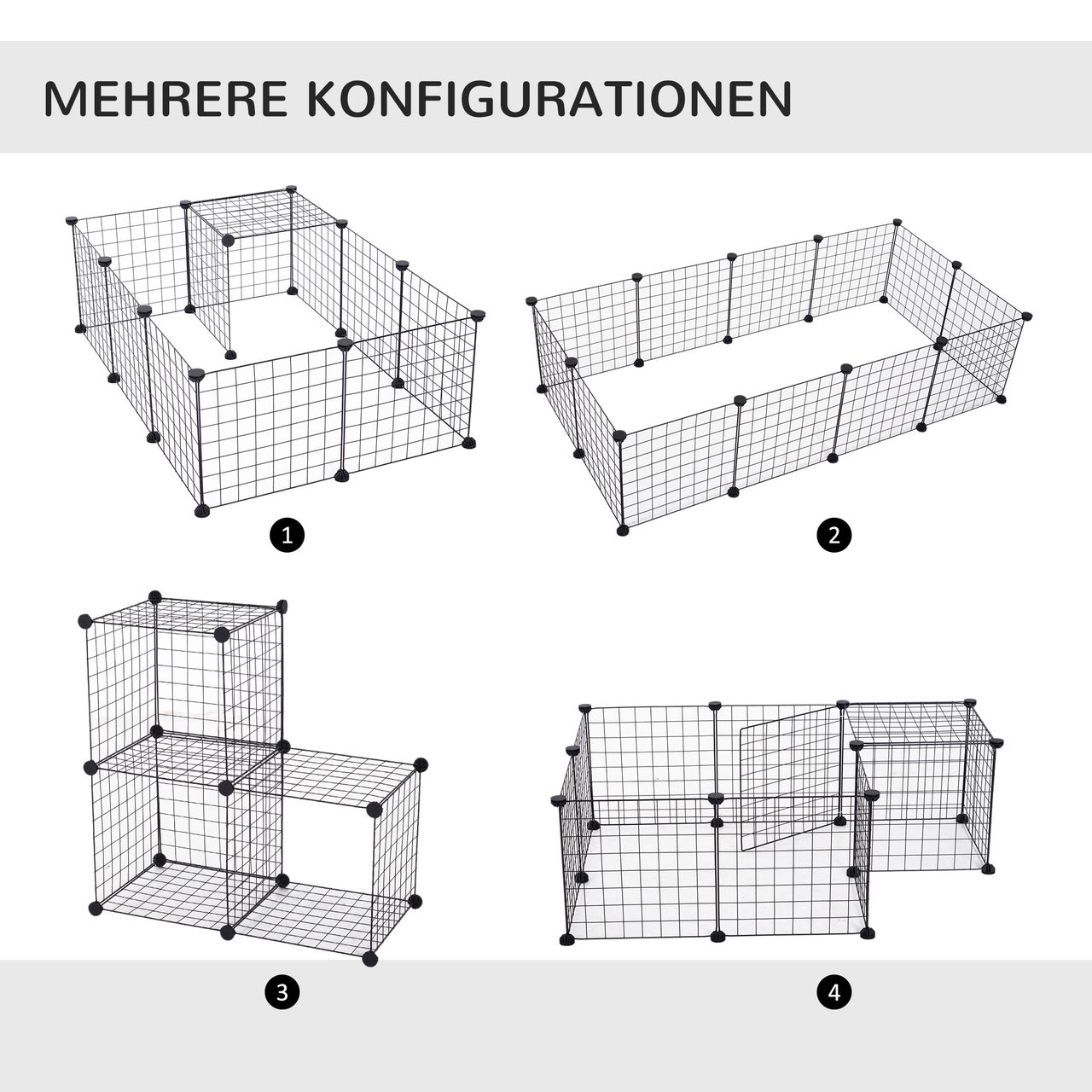 PawHut Freilaufgehege Laufstall Käfig für Kleintiere Metallgitter umformbar