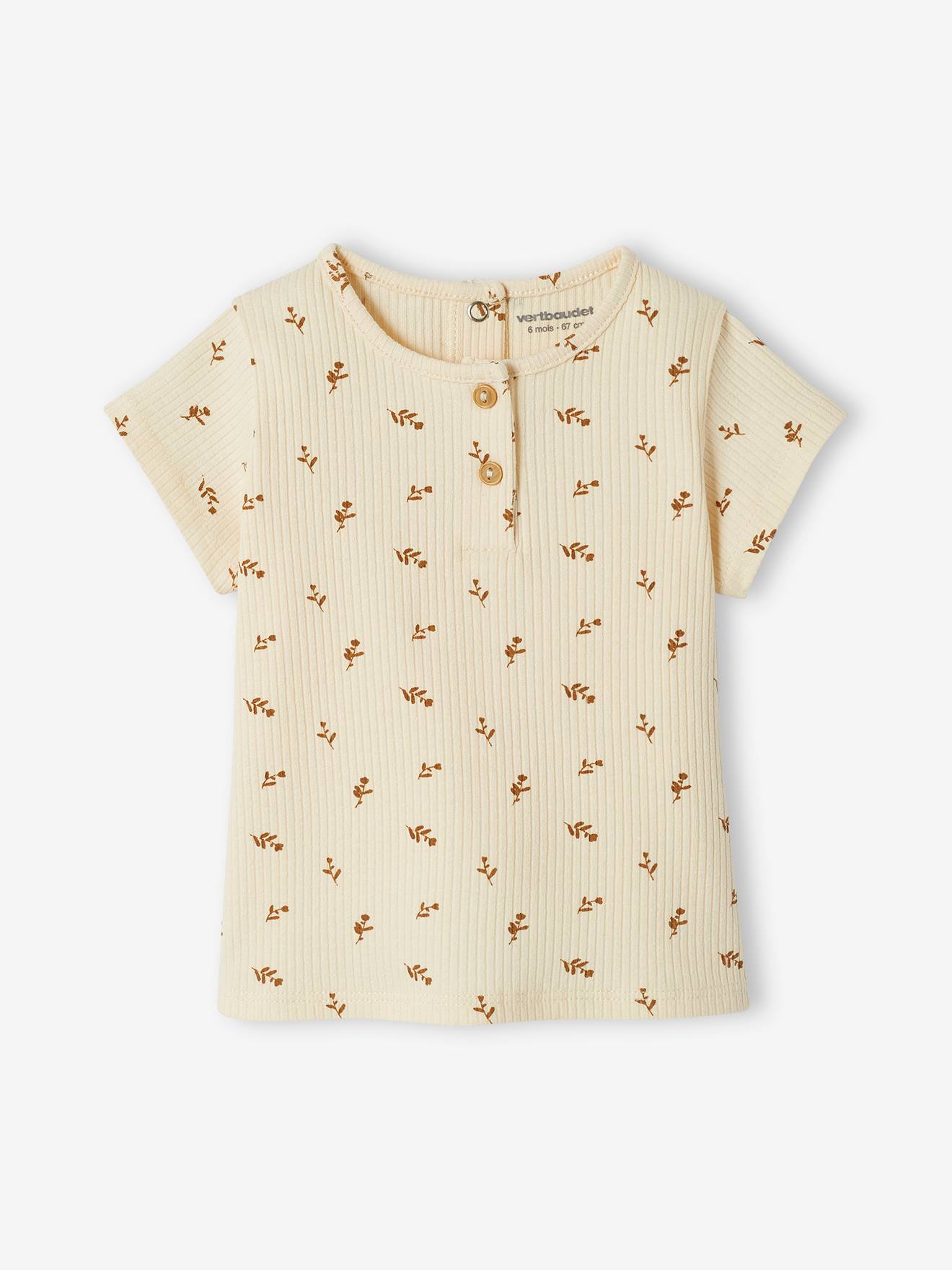 Tee-shirt à côtes bébé rose pâle