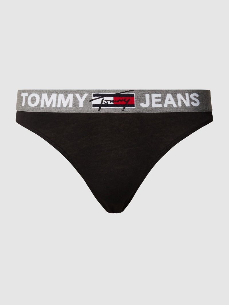 String mit Logo-Bund in schwarz