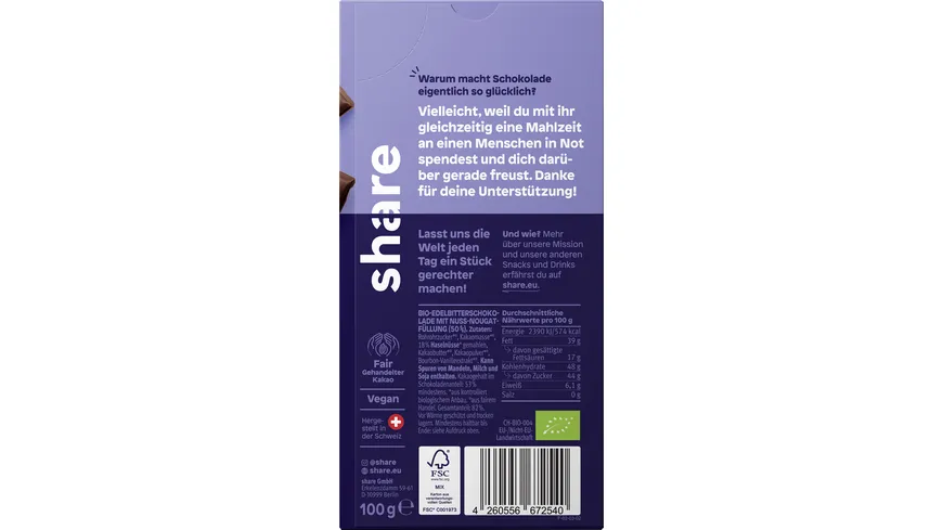 share Bio Schokolade Nougat 100 g