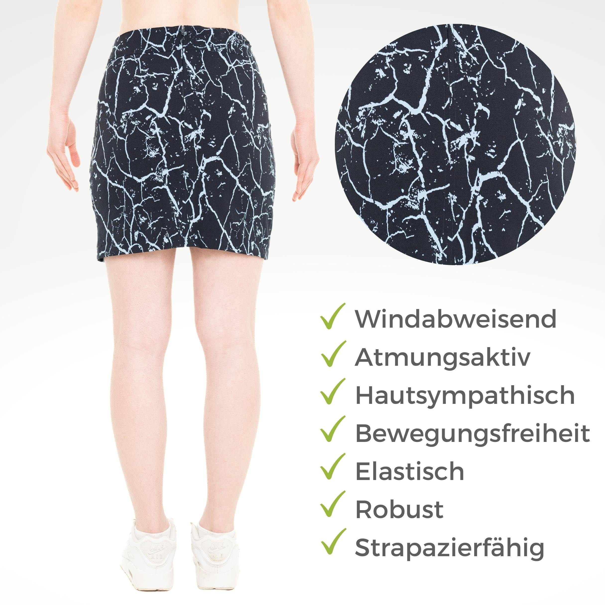 Kaymountain Skort Damen Trekking Wander Rock Short Marbella Ultra Leicht Navy-Sky 42 mit Elastikbund