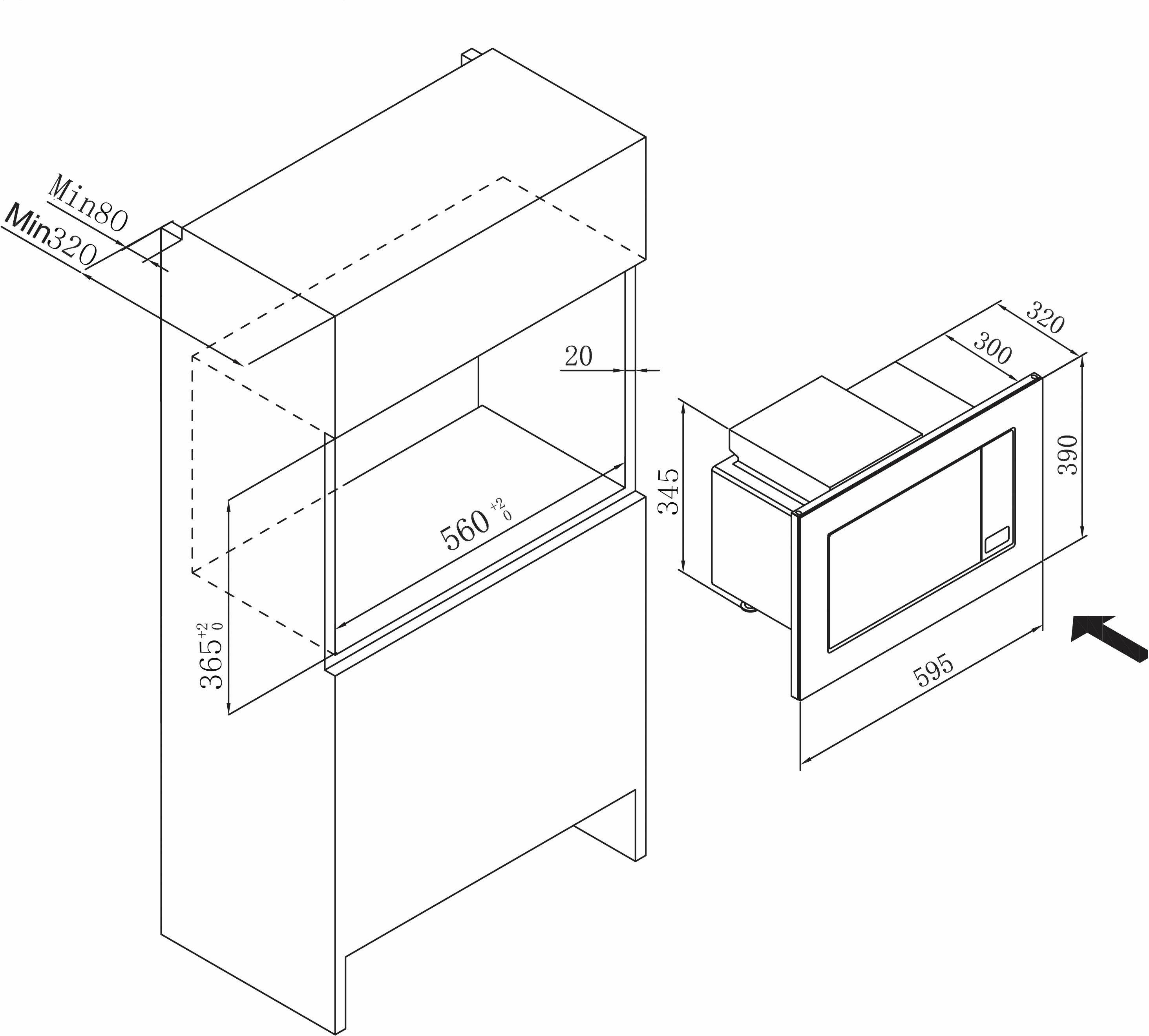 Amica Einbau-Mikrowelle EMW 13185 E, Grill, Mikrowelle, 20 l, digitaler Timer