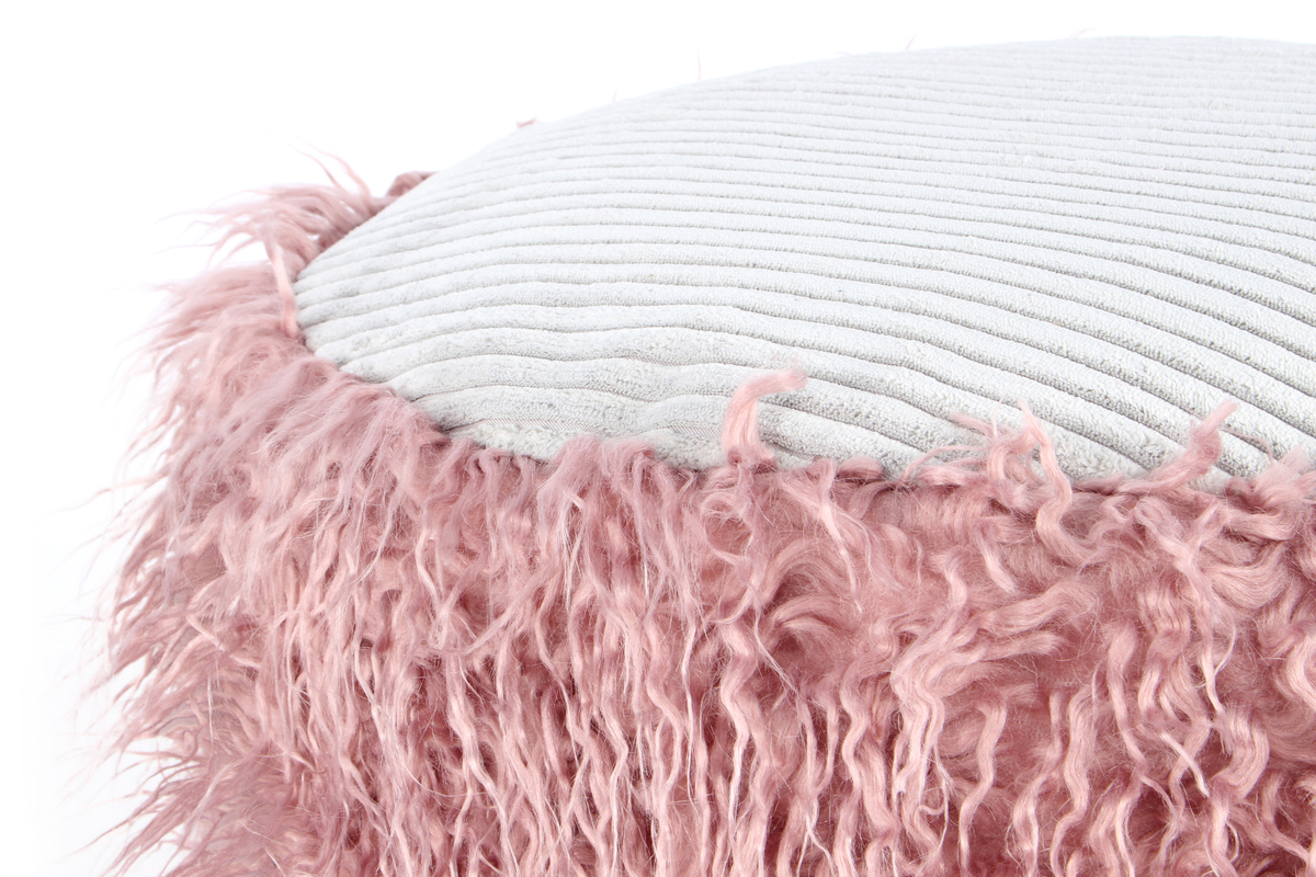 Kayoom Fellpouf Bobtail 125 Rosa / Grau