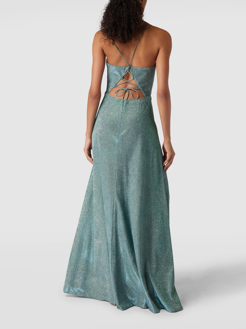 Abendkleid mit Effektgarn in grün