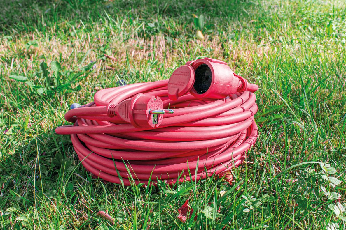 Câble d'extension Schwabe 60264, caoutchouc, 230 V/16 A, IP44, H05RR-F, 3G1.5, rouge, 25 m