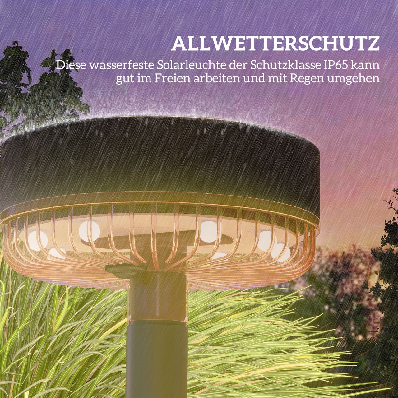 Outsunny Solarlampe 3 Stück Solarleuchte Solar Gartenleuchte mit Warmweiß Lichte